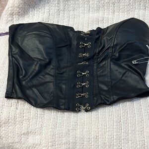 Elegant Black Lace-Up Bustier Top